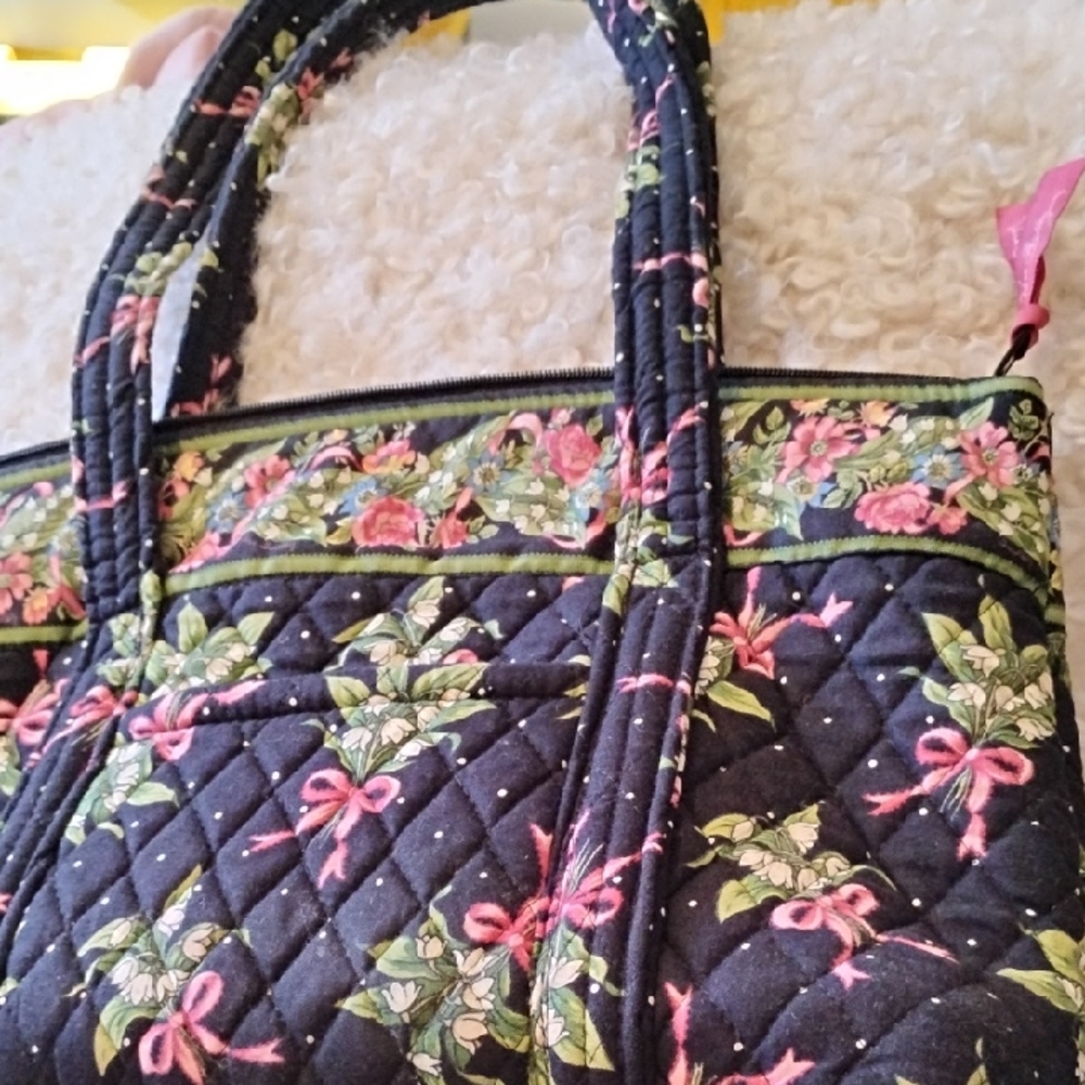 Vera Bradley Black Floral Quilted Tote